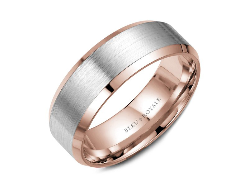 white and rose gold mens ring