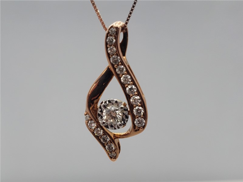 14k rose gold twist pendant with diamonds by MFIT