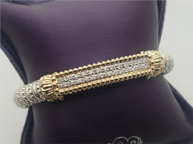 Sterling silver and 14k yellow gold diamond bar bracelet by Vahan