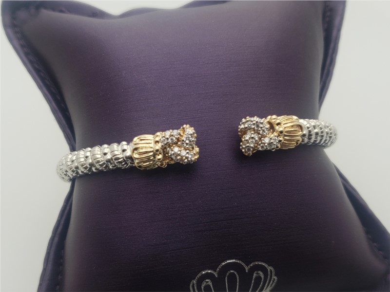 Sterling silver and 14k yellow gold bracelet with diamonds by Vahan