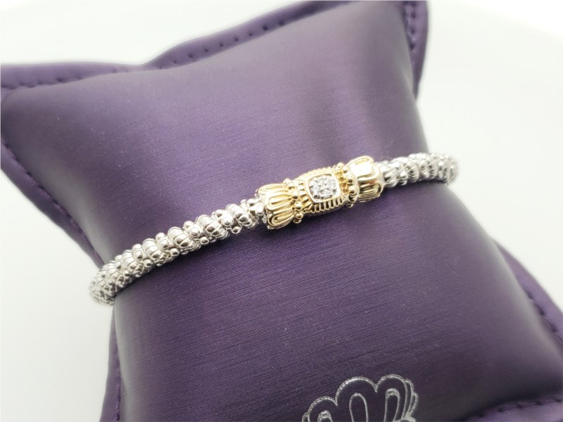 Sterling silver and 14k yellow gold closed bracelet with diamond by Vahan