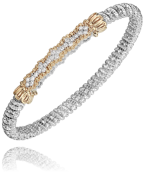Sterling silver and 14k yellow gold closed bracelet with diamonds by Vahan