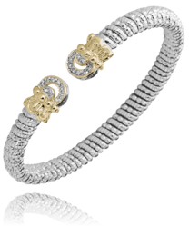 14k yellow gold and sterling silver open fan cuff bracelet with diamonds by Vahan