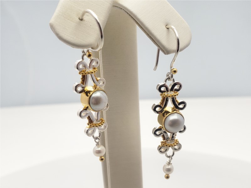Sterling silver and vermeil earrings with pearl by Michou