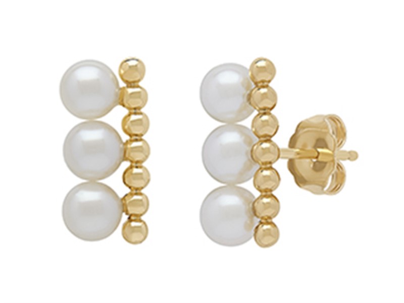 14k yellow gold and three pearl earrings by Honora