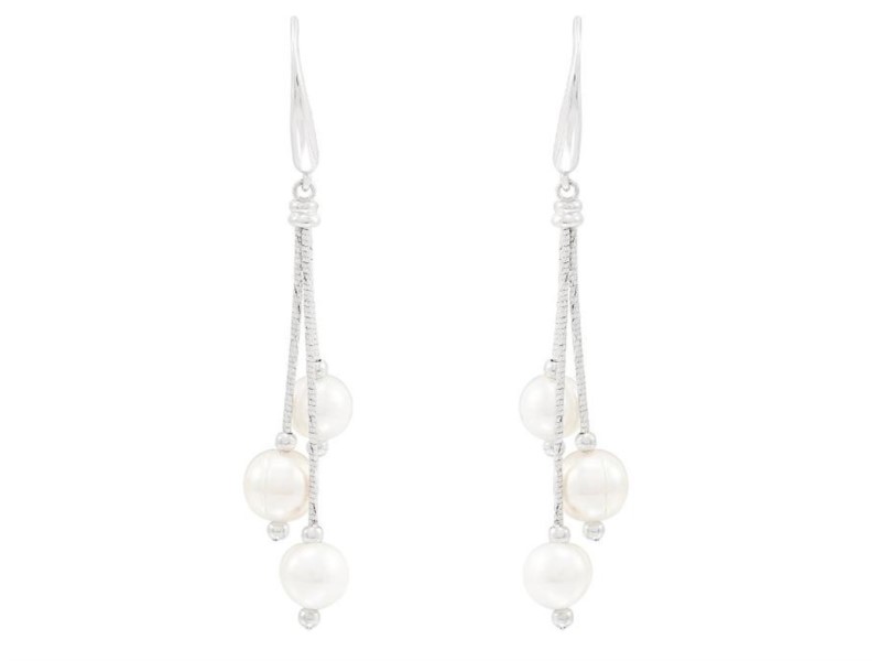 Sterling silver and  dangled pearl earrings by Honora
