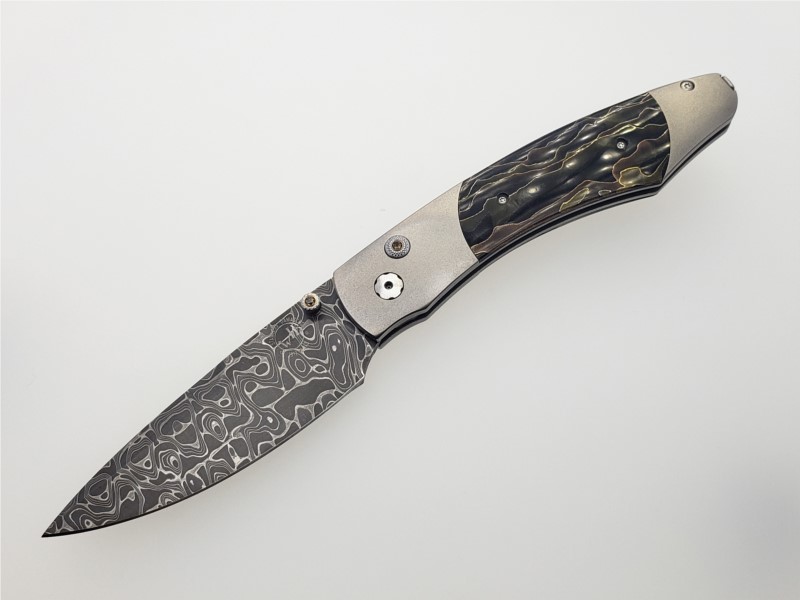 Spearpoint "Noble" titanium, acrylic and smoky quartz pocket knife by William Henry Studio