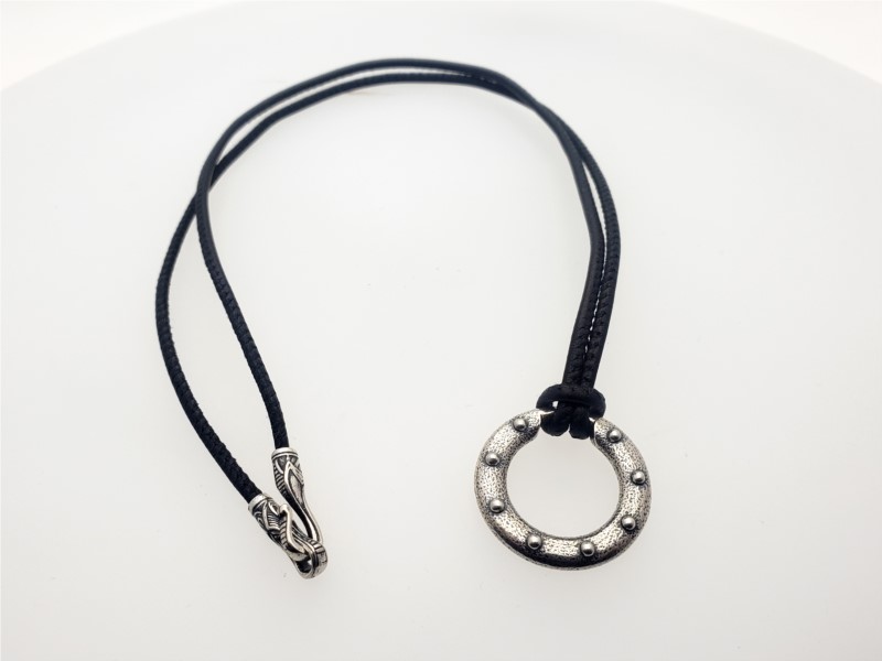 Silver Orbit Mens Silver and Leather Necklace by William Henry Studio