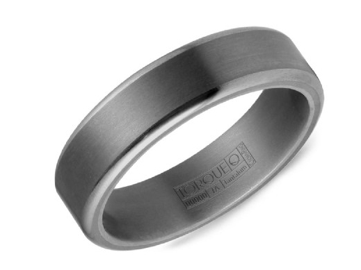Tantalum mens band with sandpaper center and polished edge by Crown Ring