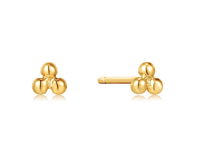 14kt Gold Triple Ball Stud Earrings by Ania Haie