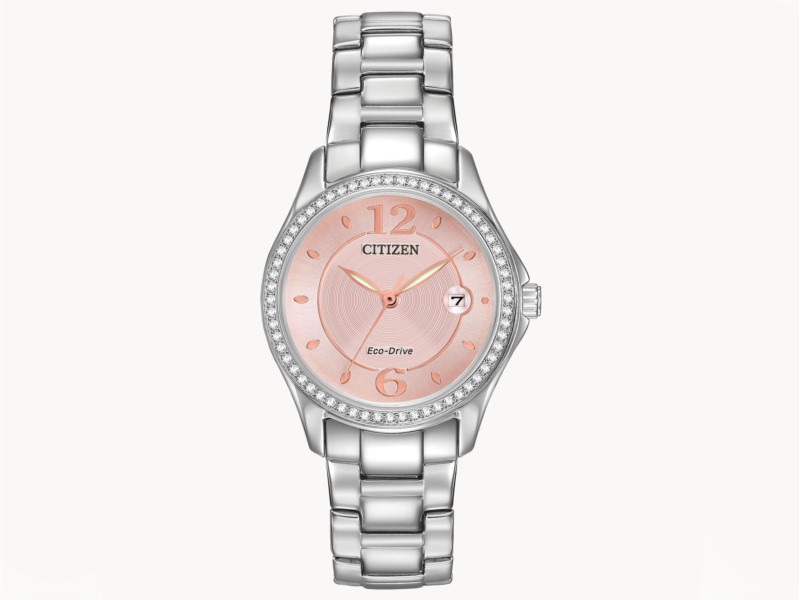 SILHOUETTE CRYSTAL womens pink face eco-drive watch by Citizen