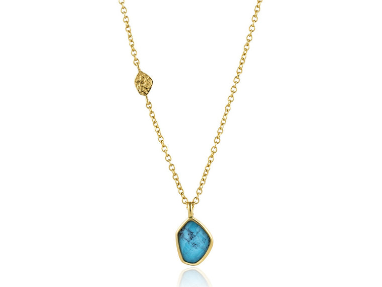 Turquoise Pendant Gold Necklace by Ania Haie