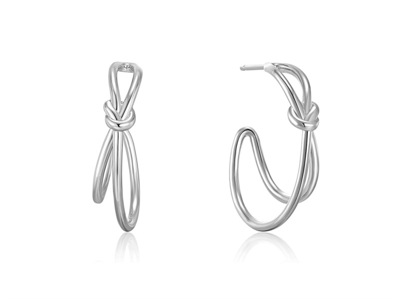 Silver Knot Stud Hoop Earrings by Ania Haie