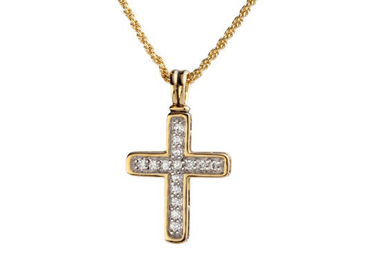 Pavé Gold Cross Necklace by John Medeiros