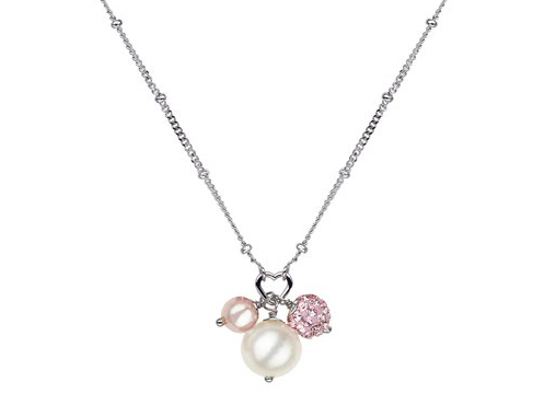 White and rose pearl with sterling silver necklace by Honora