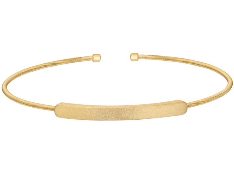 Gold cable cuff bracelet with blank plate by Bella Cavo