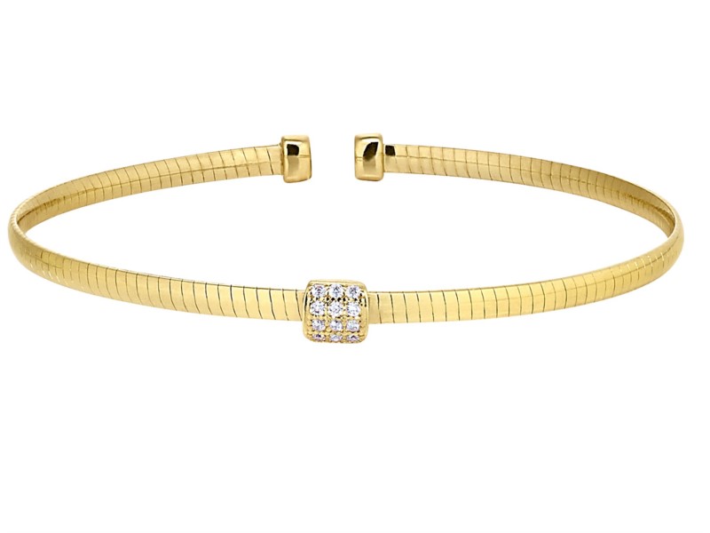 Gold omega cuff bracelet wtih square stones by Bella Cavo